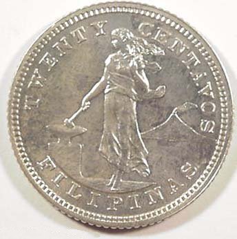 Philippines Coin 1903 Twenty Centavos Obverse